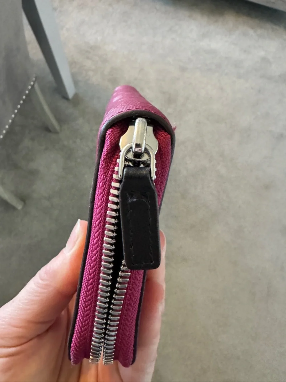 MCM Embossed Zip Wallet in Raspberry Red - Picture 7 of 7